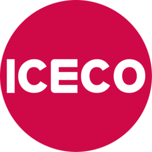 ICECO logo on pink background in a circle